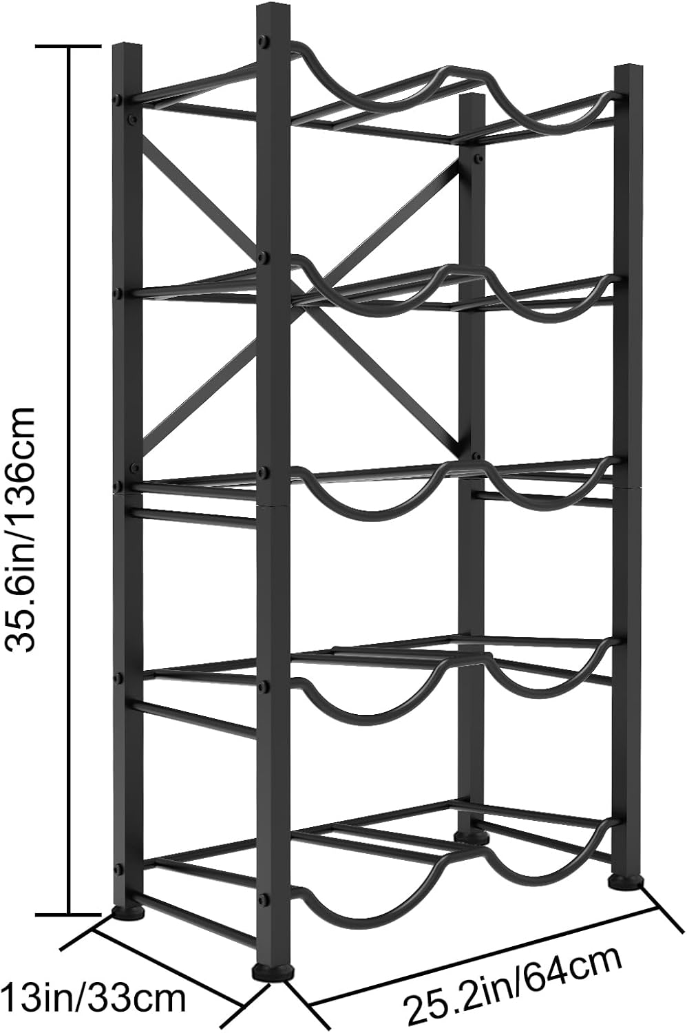 5 Gallon Water Jug Holder for 10 Bottles, 5-Tier Double Row Holds | Detachable, Heavy-Duty, with Reinforcement Frame, for Office, Kitchen, Garages, Restaurant and Gym
