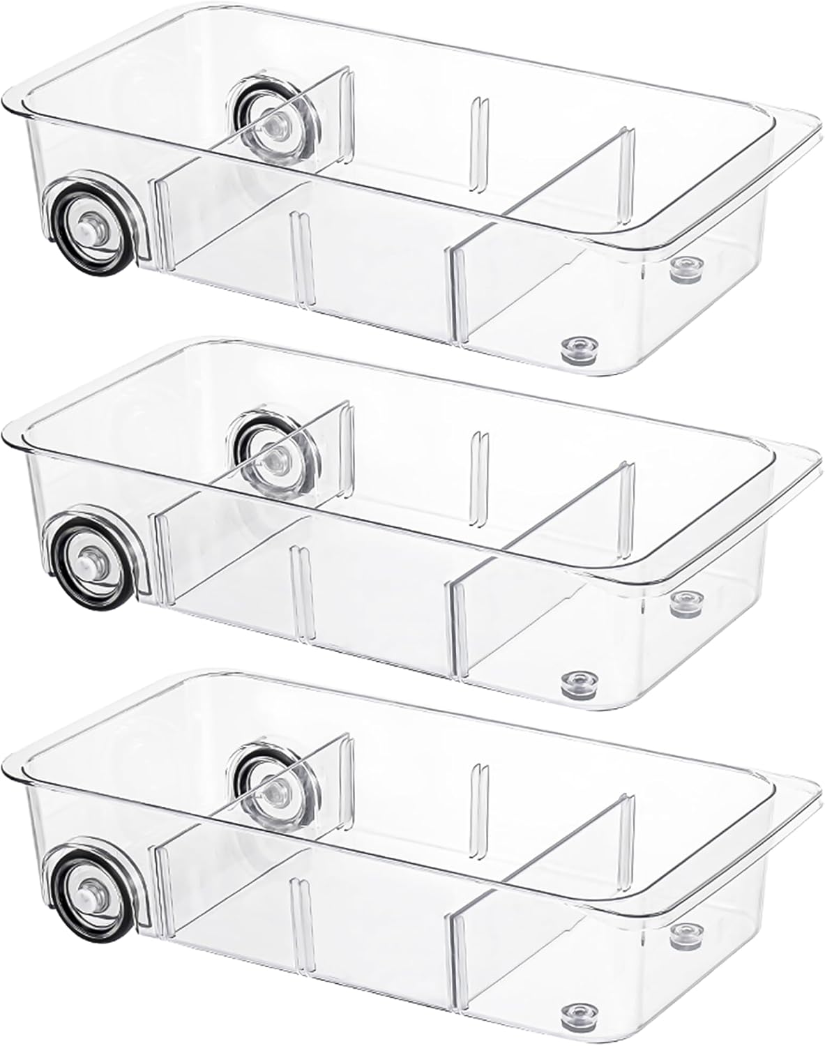 Fridge Organizer Bins With Wheels, Roll Out Refrigerator Organizers And Storage Refrigerator Drawer With Dividers, Upgrade Thick Plastic Pantry Storage Bins, Kitchen Organization