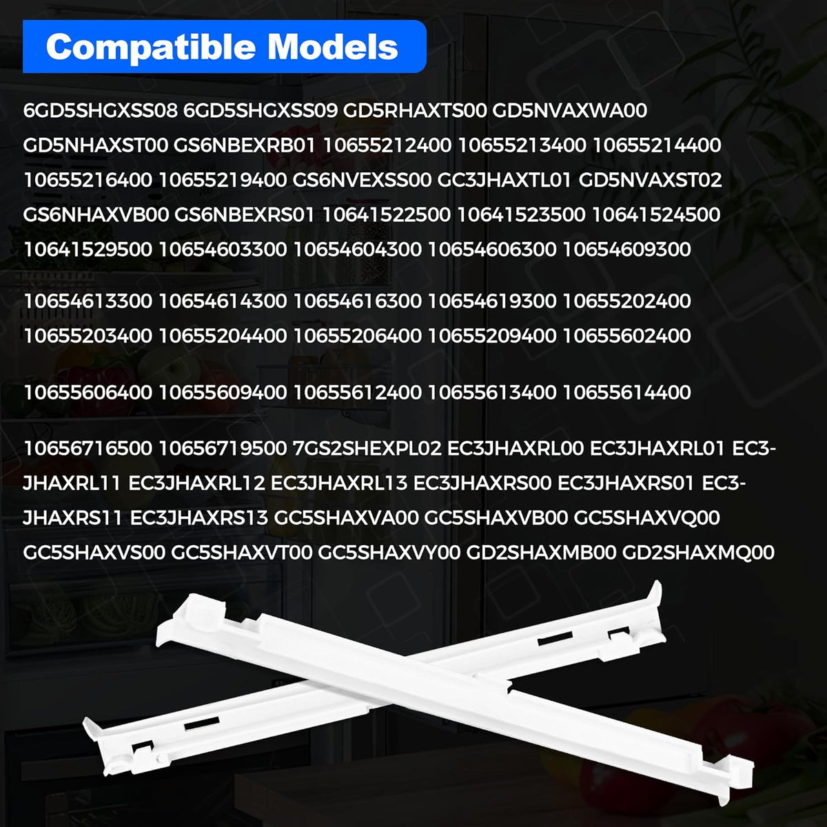 2-Pack 2223320 Track Refrigerator Crisper Drawer Slide Rail Fit for Whirlpool Kenm0re Refrigerator Pan Slide Replace Number 1016208, AH869557, EA869557, PS869557 - a Set of Rails