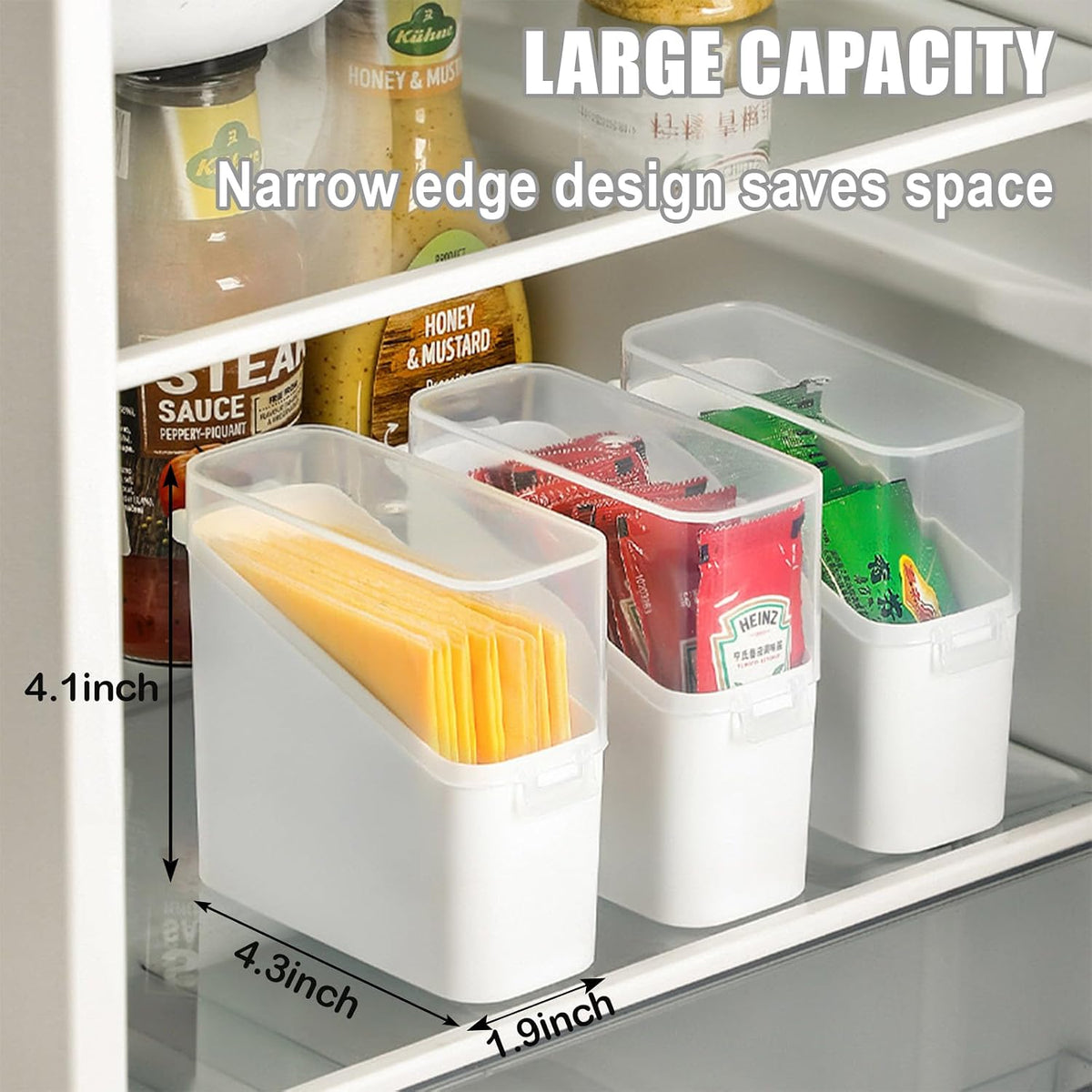 Sliced Cheese Container for Fridge, 2Pcs Clear Airtight Slice Holder Container for Slice Cheese Storage