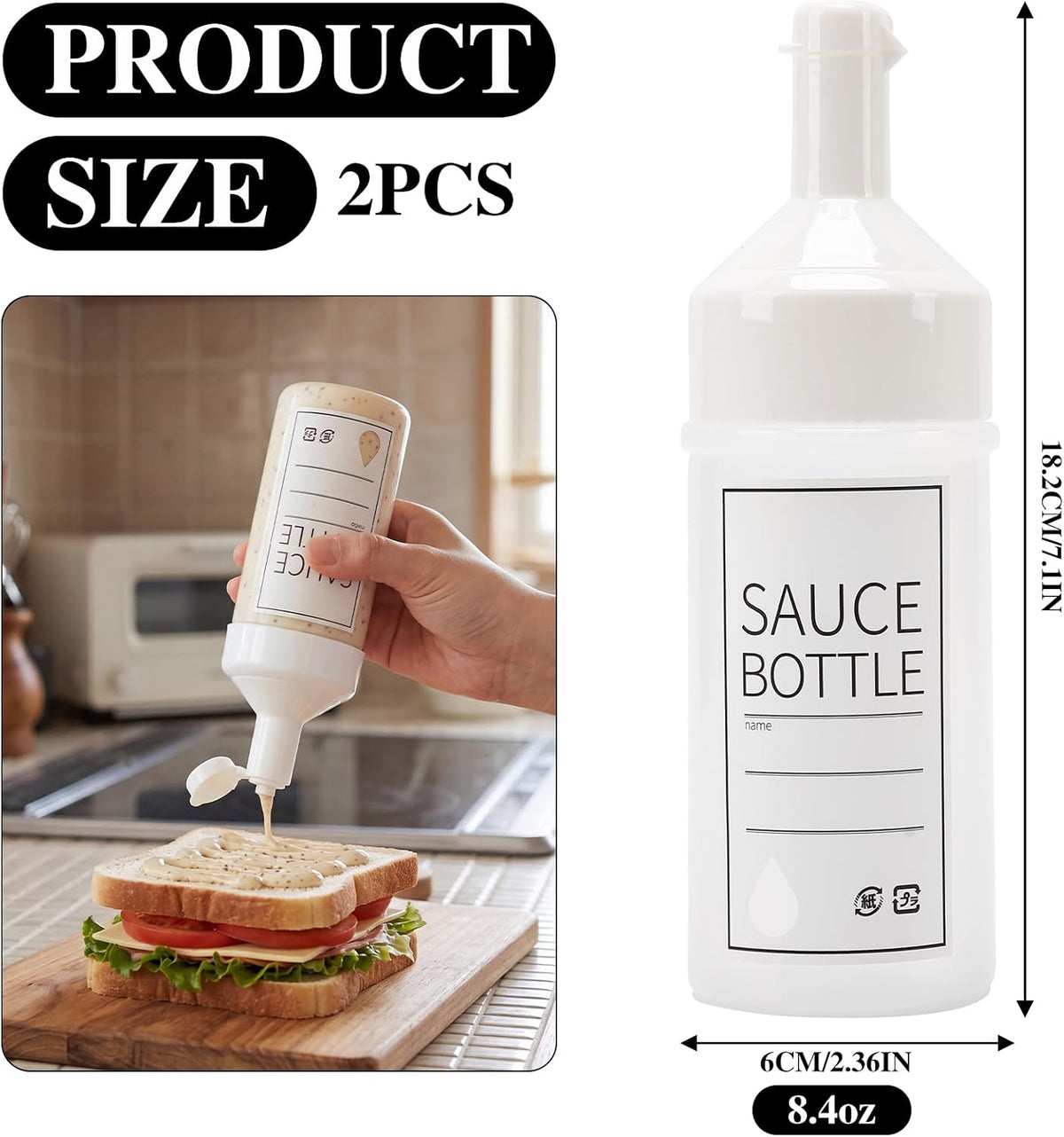 Dressing Container Compatible with Ranch, 2 Pack Shaker Mixer Bottles