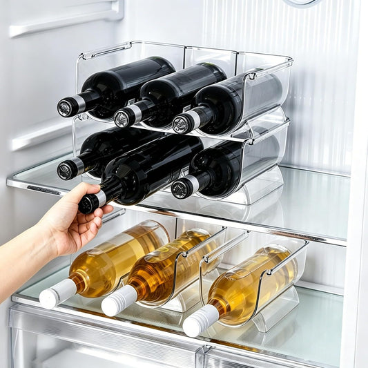 Transparent Wine Rack Stackable Bottle Holder for Refrigerator Beverage Storage and Organization at Home (2 Link)