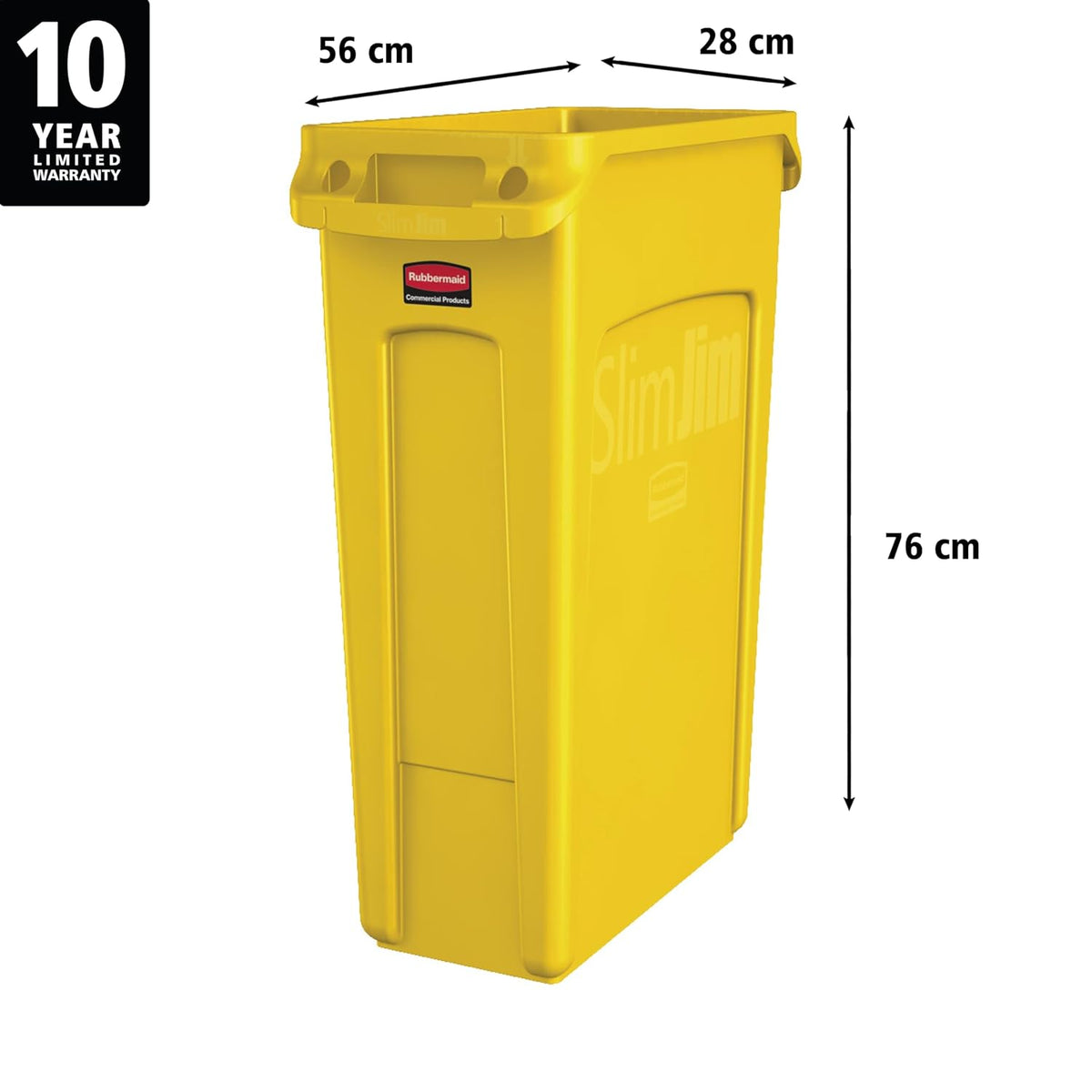 Slim Jim Plastic Rectangular Trash/Garbage Can With Venting Channels, 23 Gal, Black, for Kitchen/Office/Workspace
