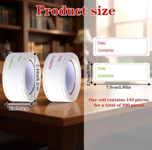 300 Pcs Removable Freezer Labels 1 x 3 Inch Waterproof Food Storage Containers Stickers Refrigerator Paper Date Tape Oil Resistant No-Residue for Kitchen Meal Prep Pantry Organization