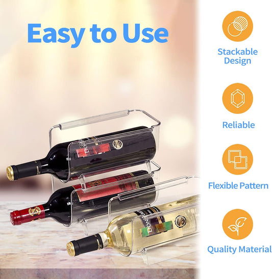 6 Pack Stackable Wine Rack Wine Holder Water Bottle Holder Plastic Counter Top Storage Organizer for Fridge, Cabinet, Pantry, Kitchen