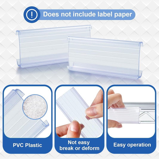 80 Pack Wire Shelf Label Holder, 3 inch Metro Shelving Clips Wire Rack Label Holder Shelf (Paper Insert Not Included)