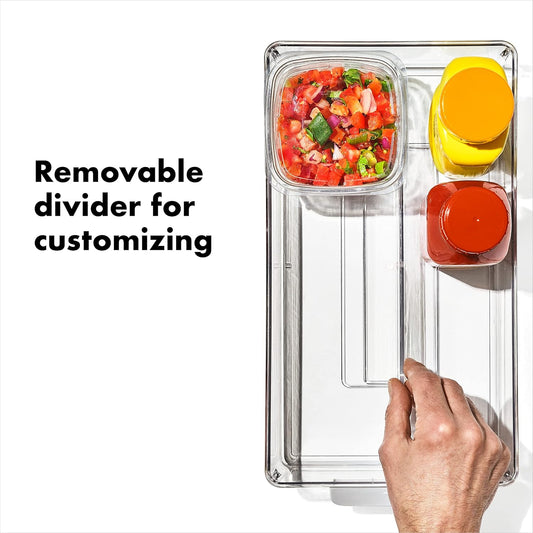 Good Grips Adjustable Fridge Storage Bin - for Condiments, Juice Pouches, Snack Cups and More