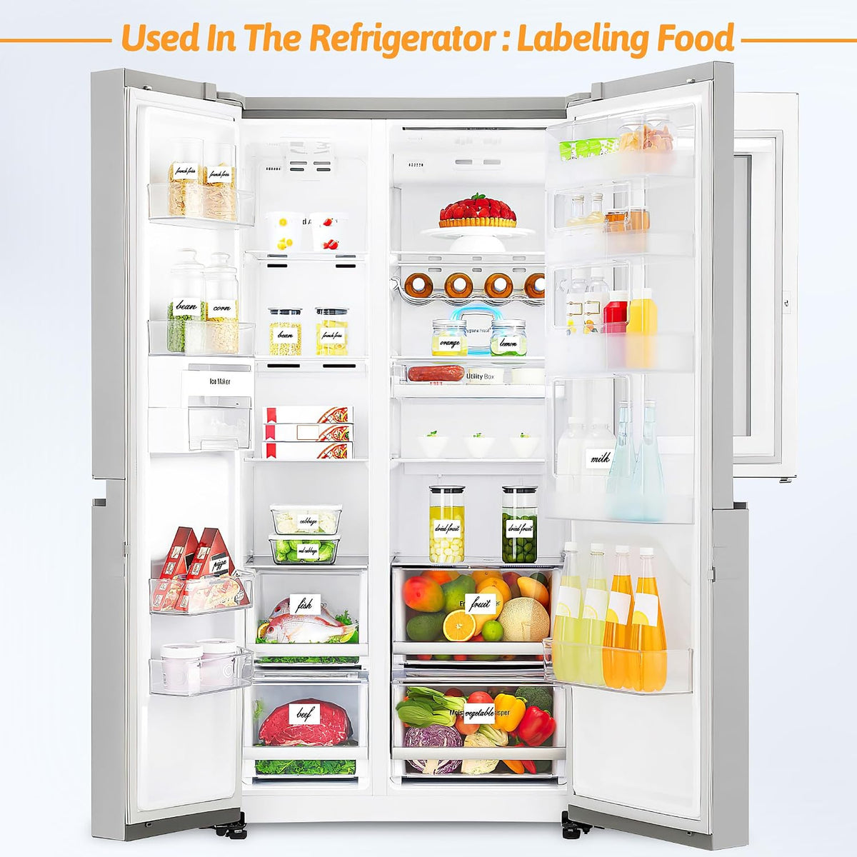 300 Pcs 2×3 Inch Blank Removable Freezer Labels, Waterproof, Oil & Tear Resistant, No Residue Writable Stickers for Food Containers, Jars, Pantry and Meal Prep (Bright)