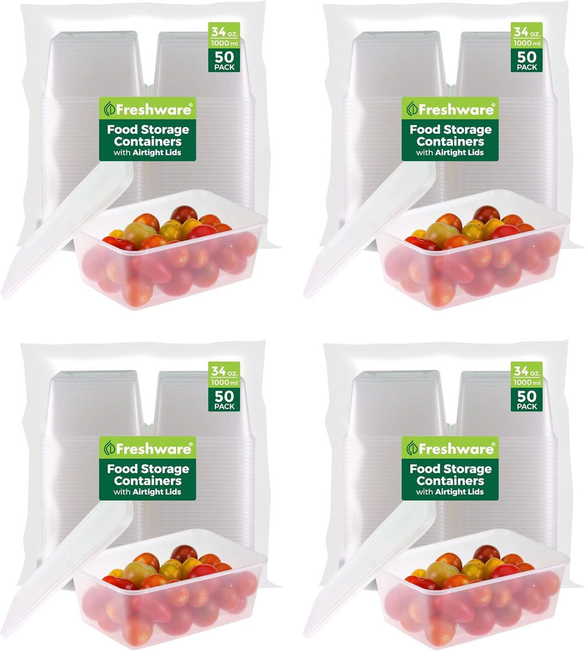 Food Storage Containers 8 oz Plastic Deli Containers with Lids, Slime, Soup, Meal Prep Containers | BPA Free | Stackable | Leakproof | Microwave/Dishwasher/Freezer Safe
