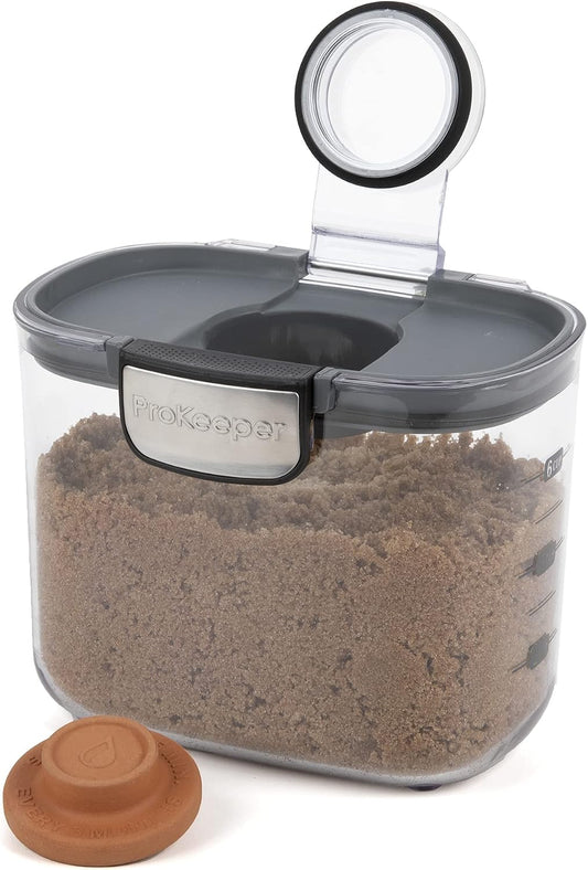 ProKeeper+ Clear Plastic Airtight Food Baker's Kitchen Storage Organization Container Canister Set with Magnetic Accessories (Flour 4-Quart)