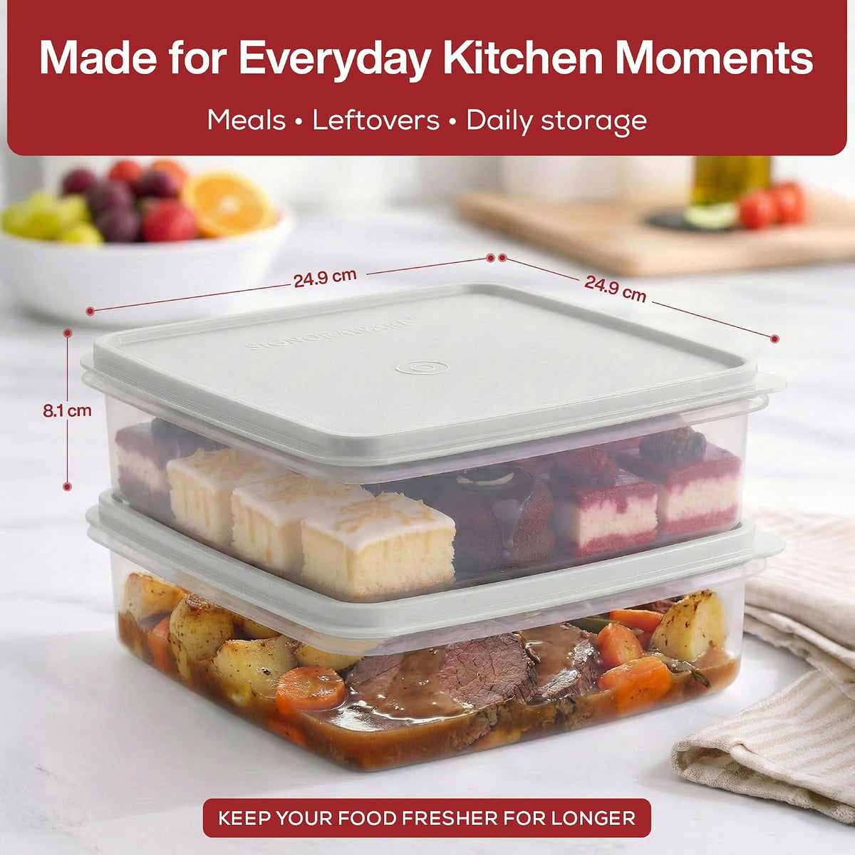 Plastic Storage Containers with Lids – 2-Pack 3L Cupcake Carrier – Leakproof Cookie Storage Containers Airtight – BPA-Free Plastic Containers with Lids for Food Storage, Meal Prep, Leftovers, Cupcakes