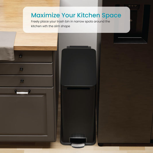 8 Gallon Kitchen Trash Can with Slim Fit Design