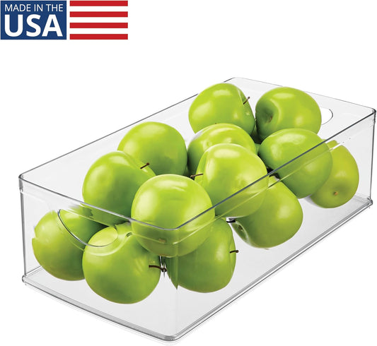 Stackable Clear Plastic Extra Long Storage Bin | Organizer for Kitchen Cabinet or Pantry