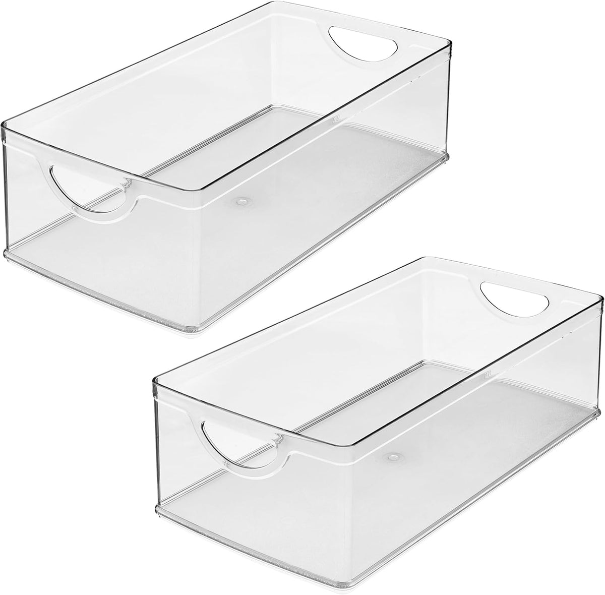 Stackable Clear Plastic Extra Long Storage Bin | Organizer for Kitchen Cabinet or Pantry