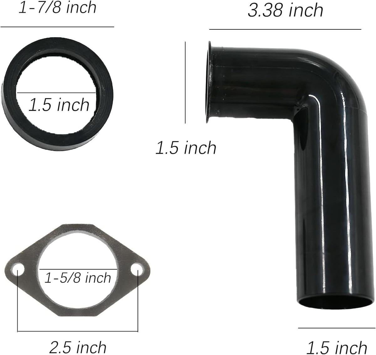 Garbage Disposal Drain Elbow Kit Compatible With Garbage Disposal 1-1/2 Replacement Part Includes 1.5" Elbow, Flange, Gasket, and Two Screws
