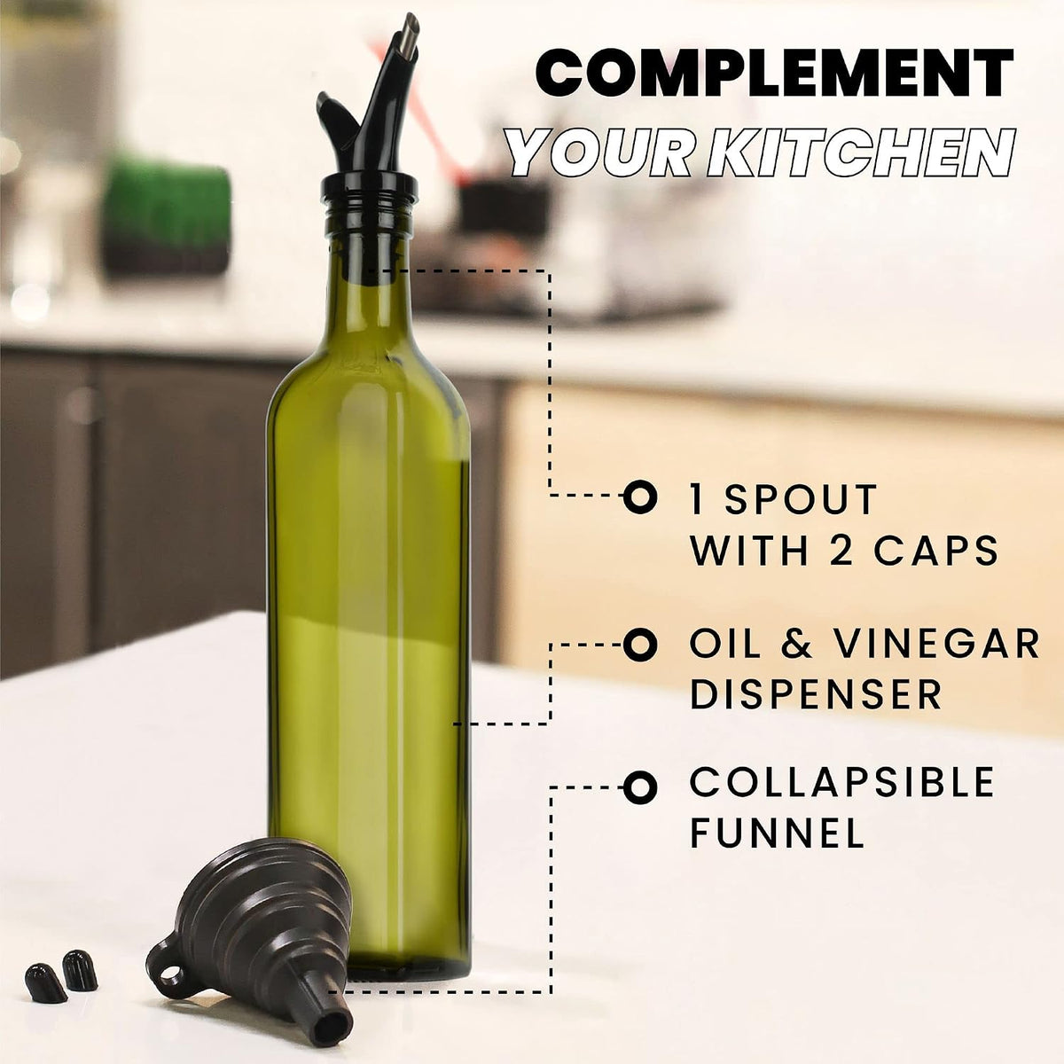 Oil Bottle Set with Dual Spout - Pouring Funnel, Stainless Steel