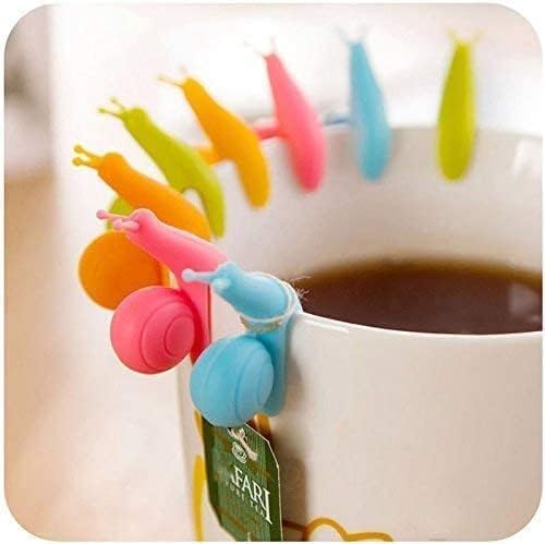Snail Tea Bag Holders (10-Pack) for Mugs - Silicone Infuser Clips with Cup Hanging Design, Colorful Gift Set for Tea Lovers