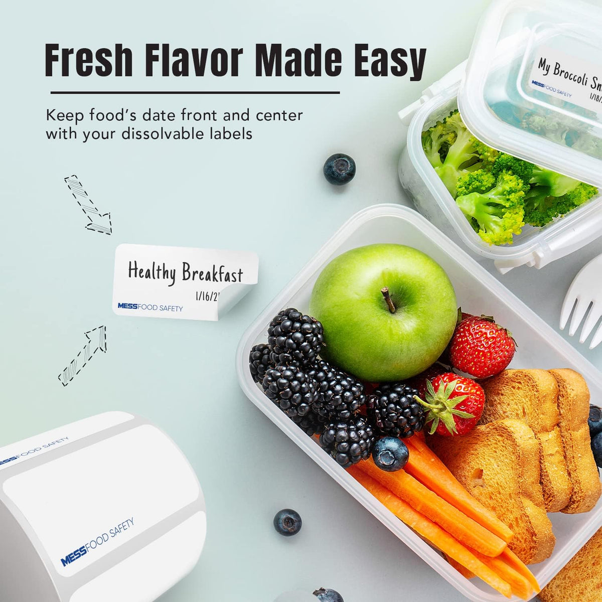 Dissolvable Food Labels, Blank, 1x2 500/Roll - Dissolves in 30 Seconds or Less - Removable Pantry, Meal Prep & Food Storage Labels - Canning & Freezer Use