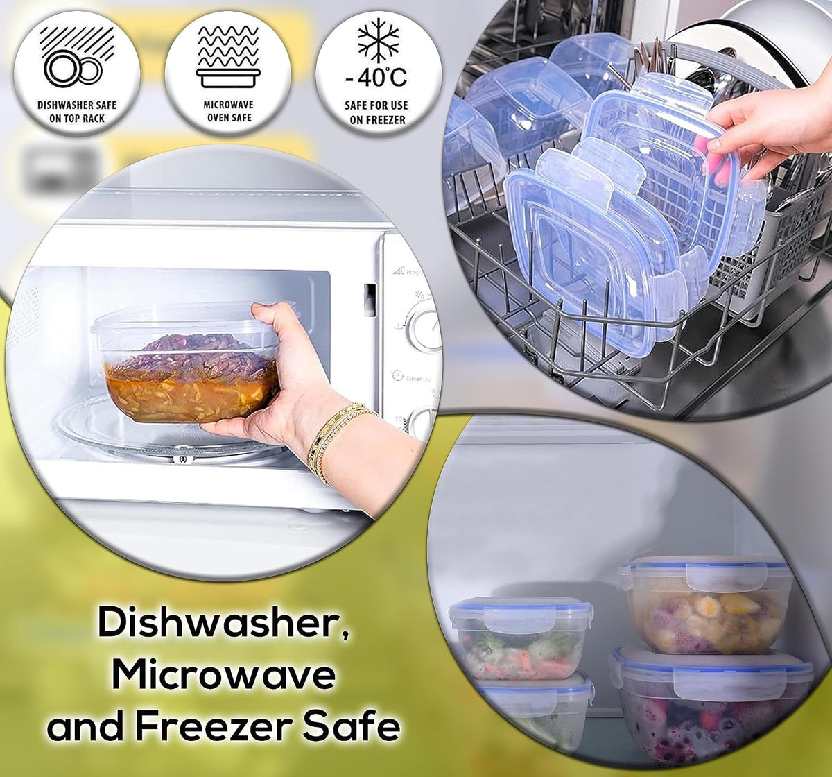 14PCS Nesting Plastic Food Storage Container Set with Airtight Leakproof Lids (7 Lids & 7 Containers) - Space Saving, BPA-Free Stackable Kitchen Storage - Freezer Safe & Microwavable