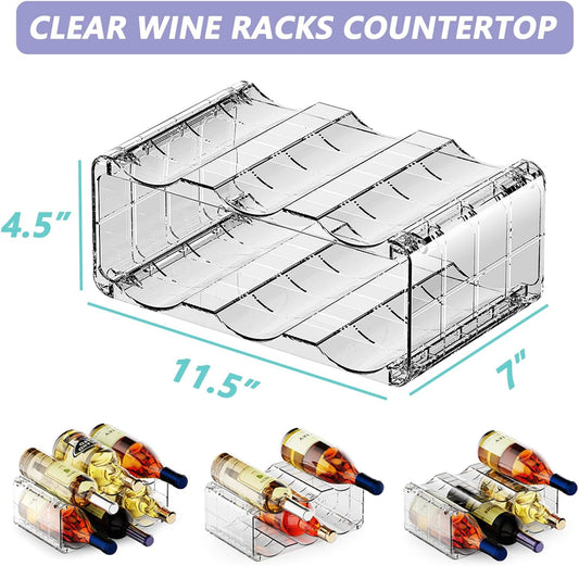 Clear Wine Racks for Refrigerator, Water Bottle Organizer, 6 Bottles