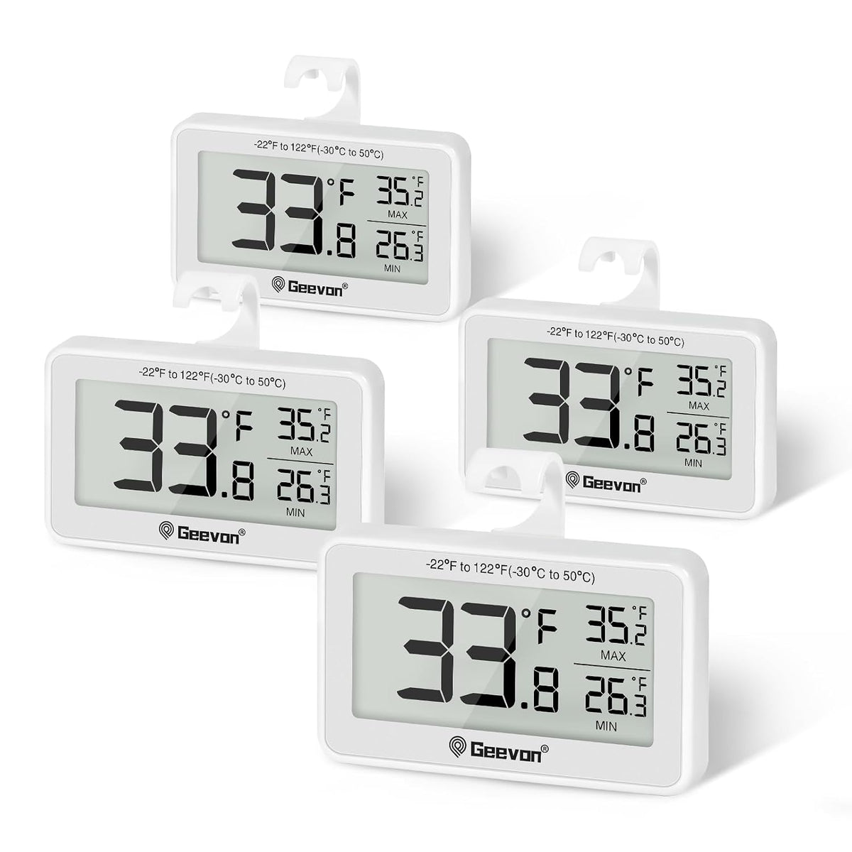 2 Pack Refrigerator Thermometer Digital Fridge Thermometer IP65 Waterproof with Large LCD Display,Max/Min Record Function,Magnetic Back,for Fridge,Freezer Scenarios