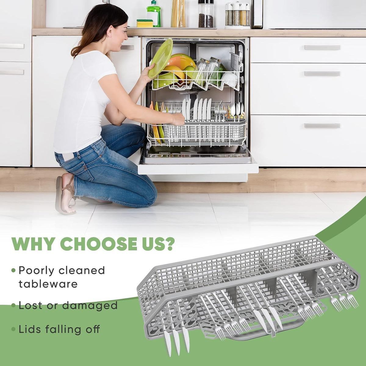 WD28X10128 Dishwasher Silverware Cutlery Basket,Universal Utensil Basket