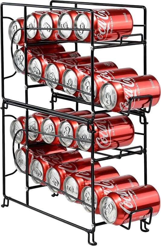 Beverage Can Dispneser Organizer, Stackable Shelves for Storage for Pantry, Black- 2 Pack