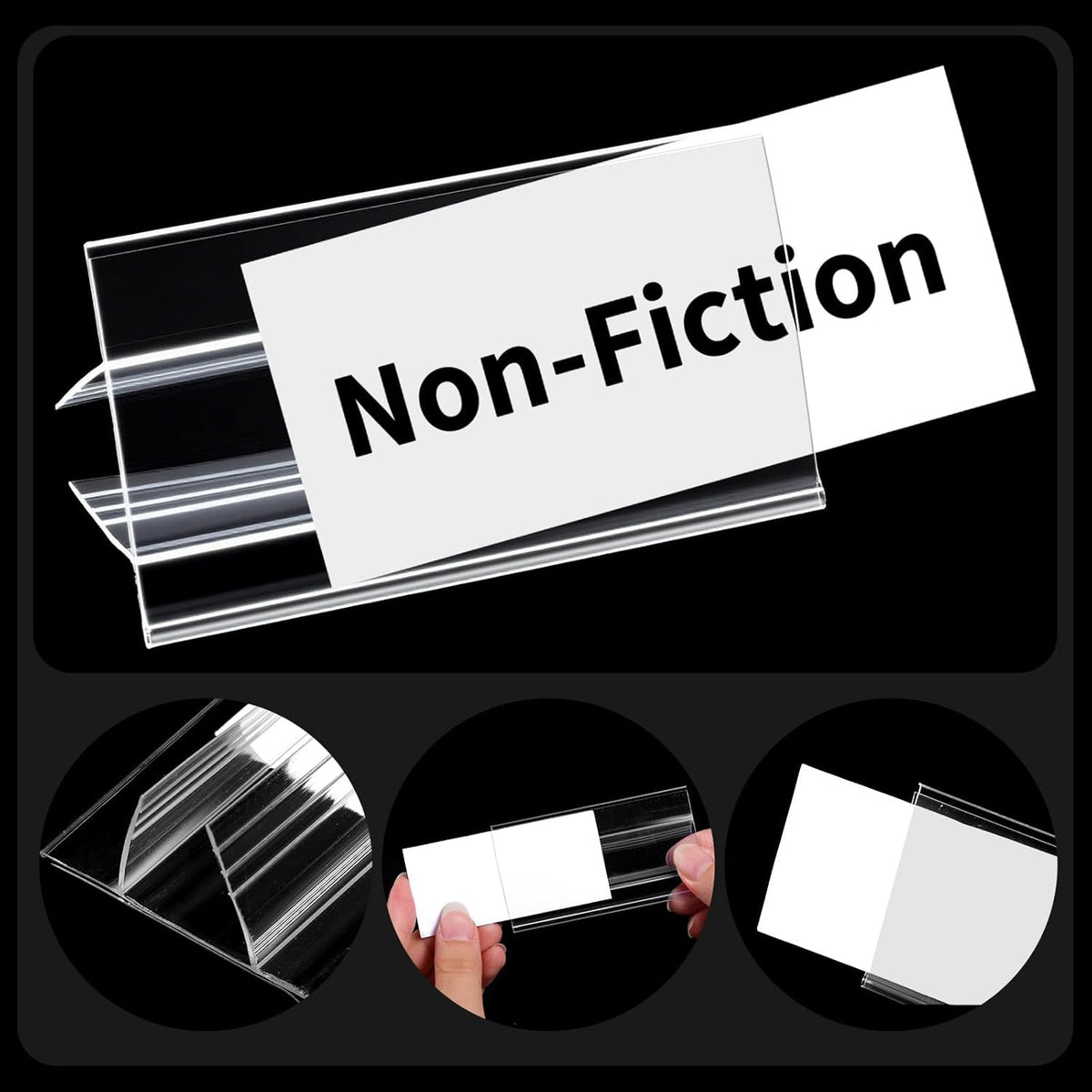 50 Pcs Wood Shelf Label Clear-Wire Shelf-Label-Holder Mini Clear Sign Display Holder PVC Clear Shelf Labels Holder with Label Inserts Clips On to Shelves18 mm Wooden Shelving