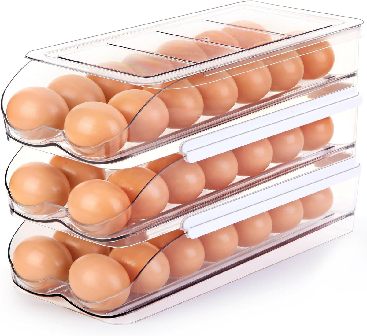 Egg Holder for Fridge, Automatic Rolling Egg Container -2 Tier