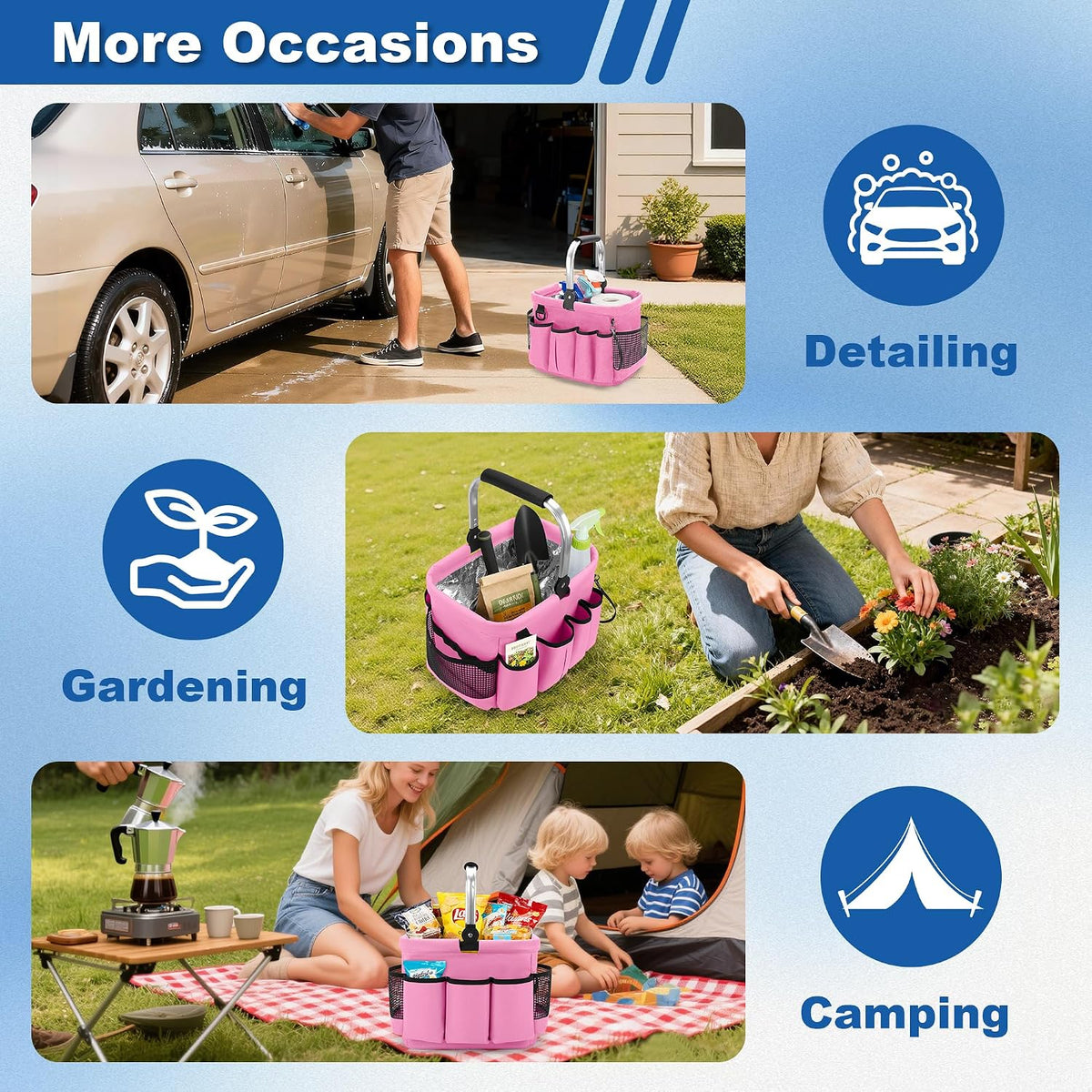 Cleaning Caddy Organizer with Handle,Black | Cleaning Tote Bag with Multiple Pockets for Cleaning Supplies, Products Storage, Housekeepers, Kitchen Cleaning Supplies