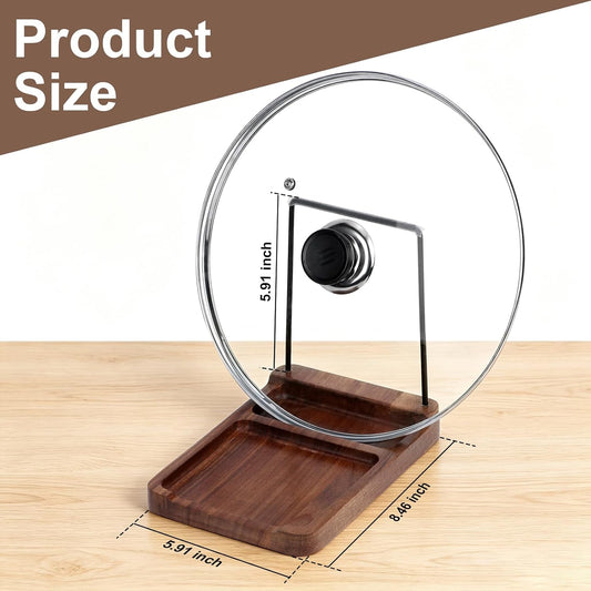 Acacia Wood Spoon Rest with Lid Holder Pot Lid Holder Spoon Rest Holder Detachable Pan Lid Organizer Stand with Non Slip Pads Pot Lid Storage Rack Cooking Utensil Rest for Stove Top Kitchen Counter