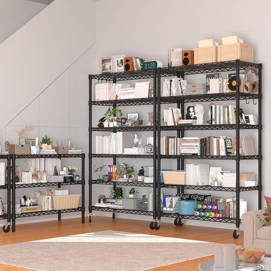 6 Tier 36" W X 18" D X 78" H Wire Shelving with Wheels 1500lbs