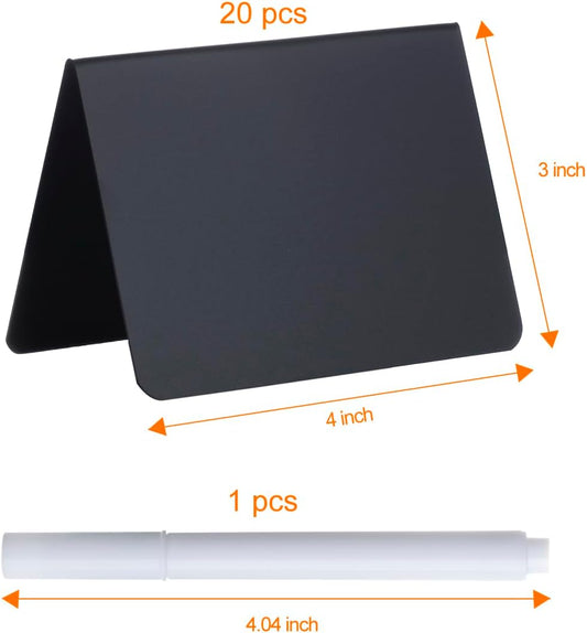 20 Pack 4"x3" Mini Chalkboard Signs for Food Buffet Party, Tabletop Small Chalkboard Signs Food Labels for Wedding Bakery Buffet, Easy to Write and Wipe Off