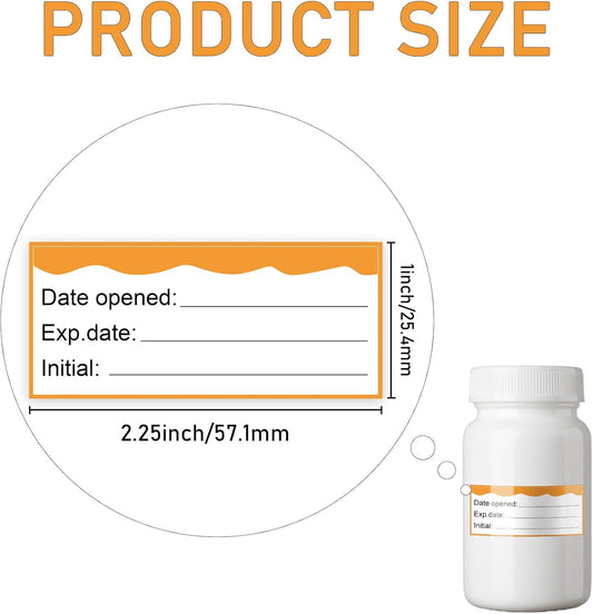 2.25 x 1 Inch Large Size Date Opened Expiration Date Stickers 500 Pcs Medication Instruction Pharmacy Drugstore Label Inventory Pills Organized Stickers of Professional Healthcare Supplies