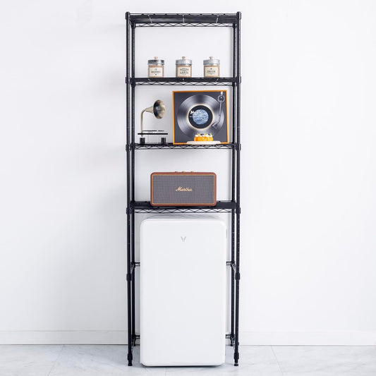 4 Tier Mini Fridge Shelf with Storage for Dorm, White | Mini Fridge Storage Shelf, Microwave Stand, Adjustable Height Organizer, For Dorm, For Kitchen