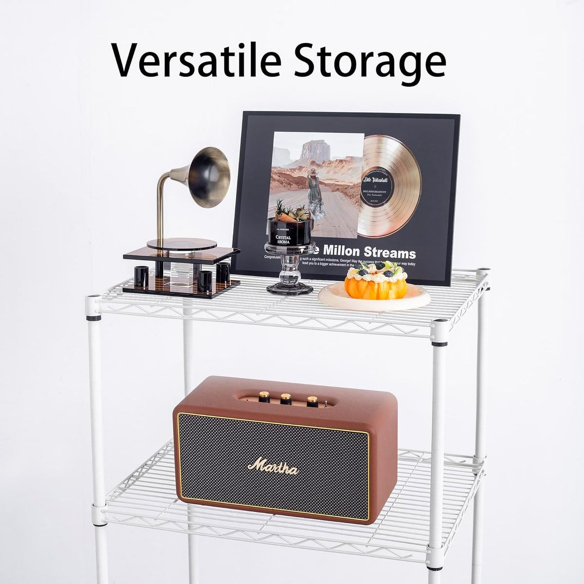 4 Tier Mini Fridge Shelf with Storage for Dorm, White | Mini Fridge Storage Shelf, Microwave Stand, Adjustable Height Organizer, For Dorm, For Kitchen