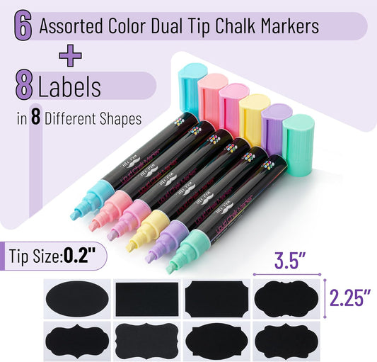 Chalk Markers, Assorted Colors, 8 Labels