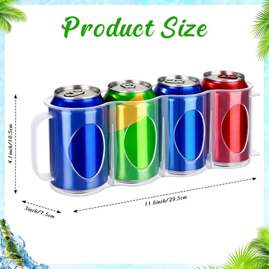 6 Pcs Portable Soda Can Organizer 11 x 4.2 x 2.2 Beer Cans Holder with Handle 4-slot Plastic Soda Can Holder Dispenser Fridge Storage Sliding Rack for Refrigerator Shelf Kitchen (Colorful)