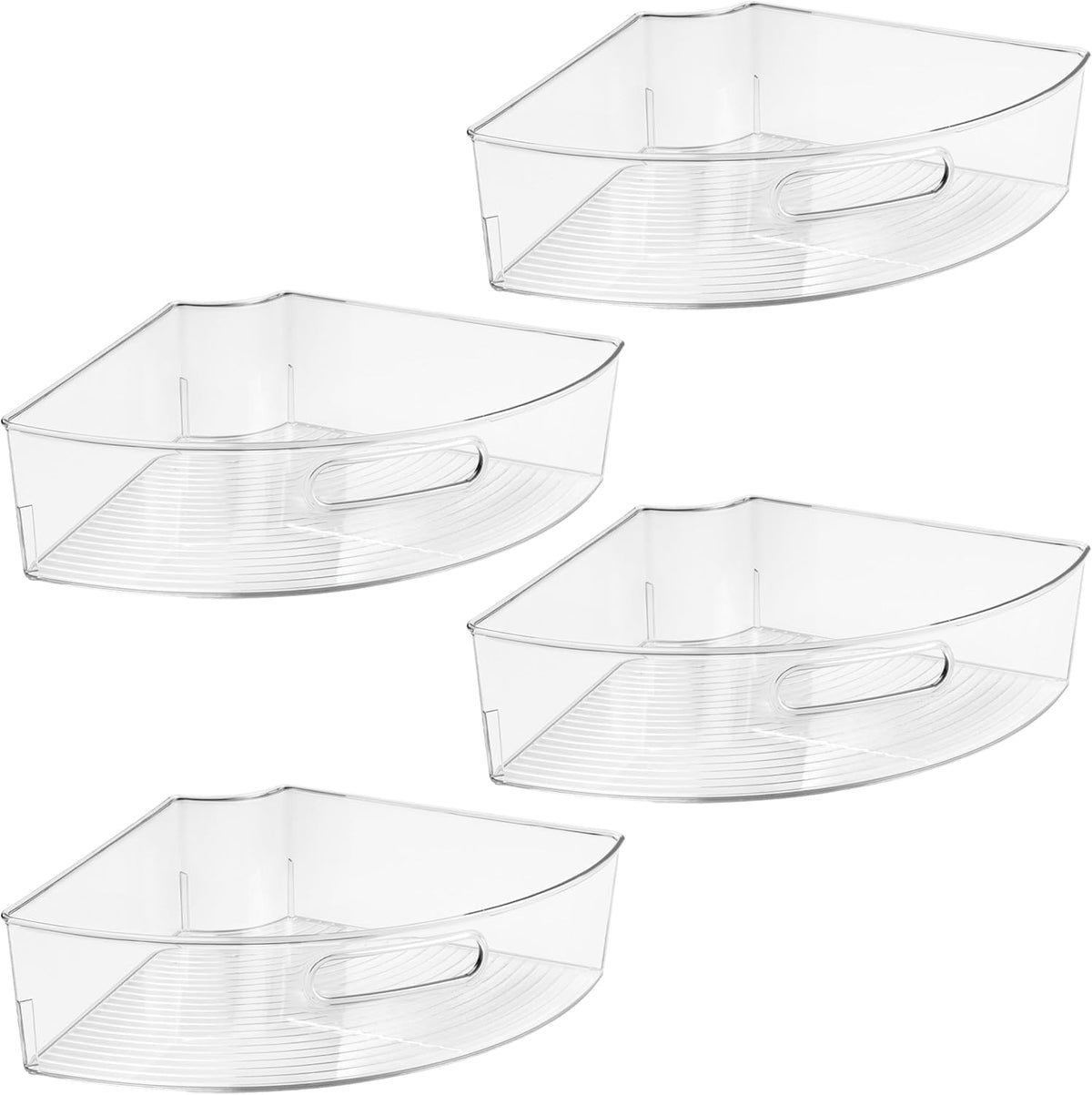 Clear Plastic 1/4 Wedge Bin, 2-Pack | Corner Lazy Susan Cabinet, Kitchen Cabinet Organizer