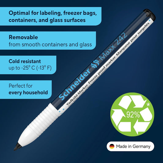 Maxx 242 Freezer Marker, Black, 1 mm Line Width, Frost Resistant to -25 Degrees