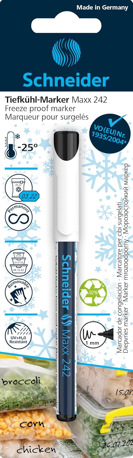 Maxx 242 Freezer Marker, Black, 1 mm Line Width, Frost Resistant to -25 Degrees