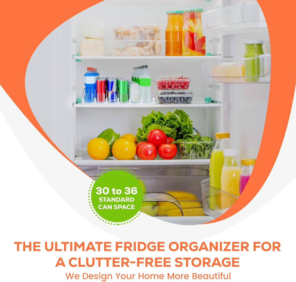 Fridge Organizer for Drinks, Upgraded Design of Fridge Can Organizer with Larger Stopper Height. Width Adjustable Automatic Can Holders for Fridge with Lock. Holds 10 Cans (2 Rows, White)