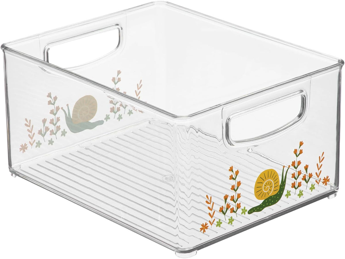 Stackable Clear Plastic Bin with Handles, 2-Pack | Kitchen Organizers and Storage, For Fridge and Pantry