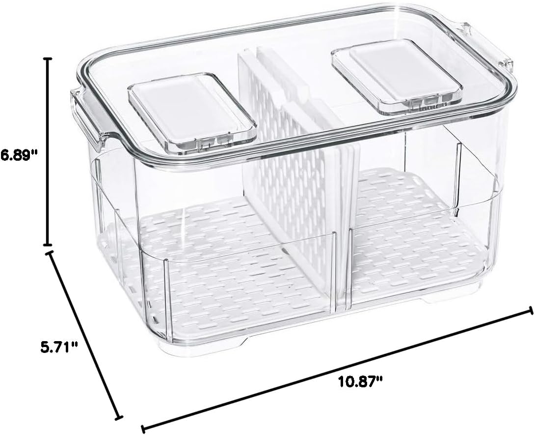 Vegetable Fruit Storage Containers, Refrigerator Storage Containers Fresh Produce Saver with Lids and Vents,Stackable Salad Lettuce Keeper for Refrigerator,BPA-free Stay Fresh Containers Bin