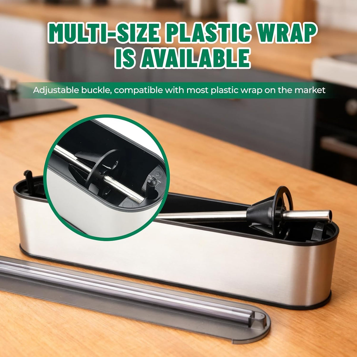 Magnetic Plastic Wrap Dispenser with Cutter, No-Drill Wall Mount Aluminum Foil Holder with Slide Cutter, Cuts Aluminum Foil, Saran Wrap, Cling Wrap, Wax Paper (Grey-Plastic)