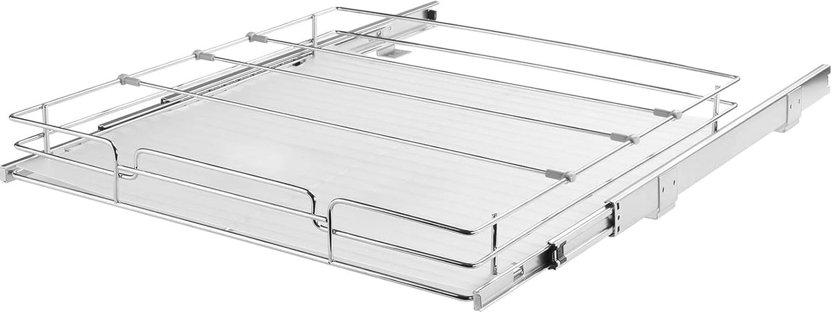 12.5"Wx21"Dx3.5"H Pull Out Cabinet Organizer, Heavy Duty Slide Out Pantry Shelves, Chrome-Plated Steel Roll Out Drawer, Drawer Storage for Home Under Sink, 14"Wx22"Dx7"H Install Size for Cabinet