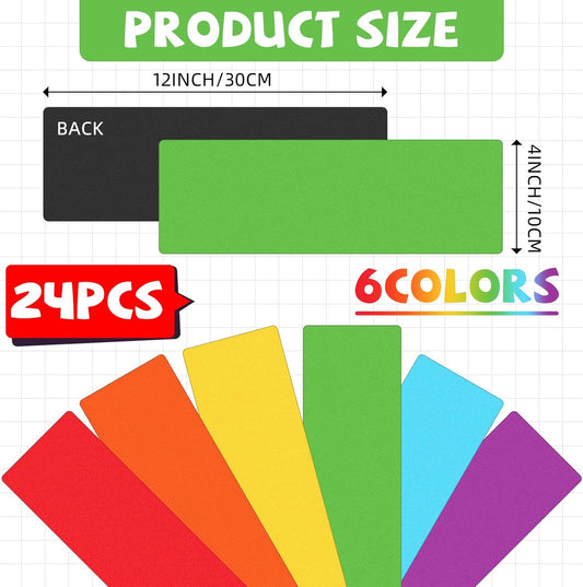 24 Pcs Large Magnetic Dry Erase Labels for Classroom 12 x 4 Inch Back to School Supplies Rectangle Magnetic Name Plates Label Magnet Stickers for Whiteboards Refrigerator(Frame Style)
