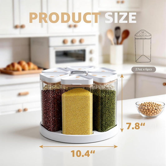 Rotating Grain Dispenser with Manual Vacuum Pump Vacuum-Storage Canister