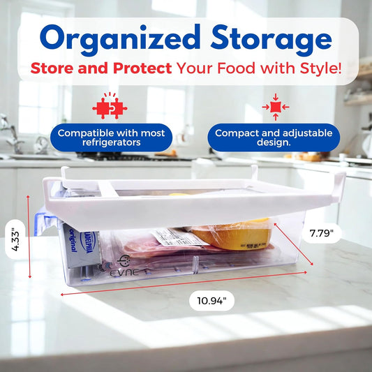Refrigerator Drawers Fridge Drawer Organizer Fridge Organizer Drawers Small Size Refrigerator Shelf Pull Out Shelf Storage, Storage Egg Deli Cheese Meat 4 Liners Mats Included 15'' Max Size