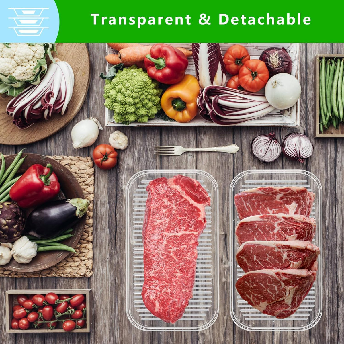 Deli Meat Container for Fridge with Airtight Lid, 3-Layer Lunch Meat Container for Fridge, Transparent Stackable Cold Cuts Storage Containers for Meats Cold Cuts Cheese, BPA Free, 18.6oz, 1Pack